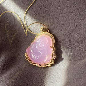 Pink Rose Quartz Buddha Necklace OPEN TO OFFERS